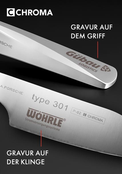 CHROMA Kochmesser mit Firmenlogogravur