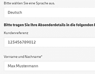 Geben Sie Ihre Bestellnummer und Ihre Adressdaten im Onlineformular ein