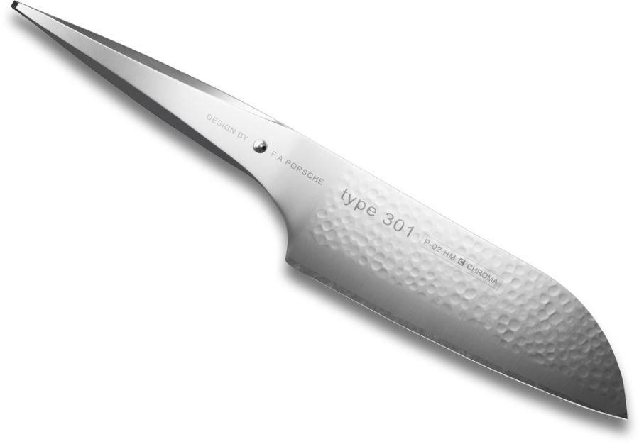 CHROMA Type 301 Hammerschlag Santoku 17,8 cm P-02HM